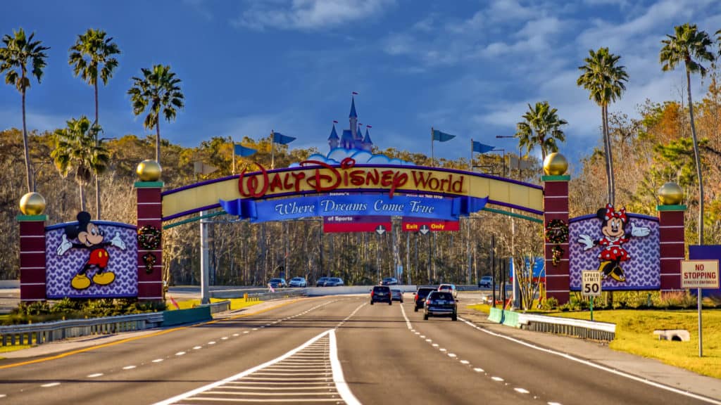 car entrance of disney world florida with mickey mouse