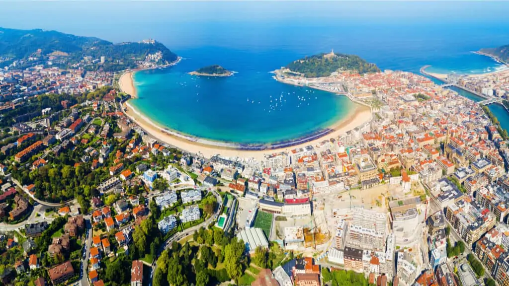 Panoramic view of San Sebastian or Donostia in the Basque Country, Spain