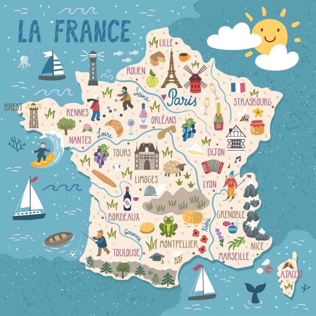 Map of France with regions and best time to visit