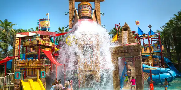 View of Aquaventure Antlantis in Dubai, one of the largest waterparks in the world