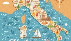 Map of Italy with sightseeing highlights