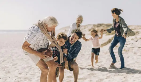 Close up of family enjoying time on the beach