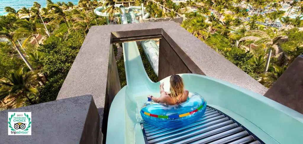 Thrilling slide at Aquaventure Atlantis in the Bahamas, the second largest water park in the world, and the biggest in the Caribbean